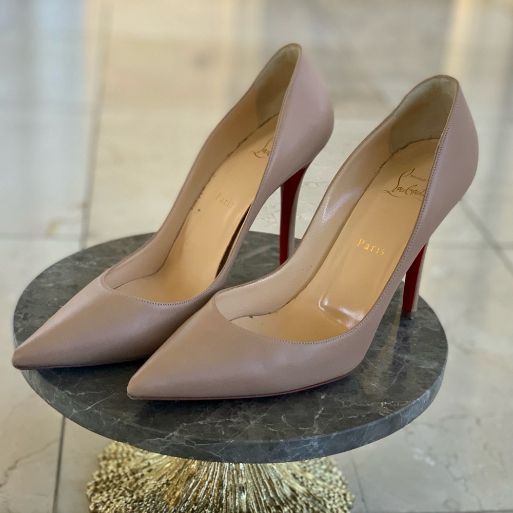 Christian Louboutin Pointed Leather Red-Sole Pump